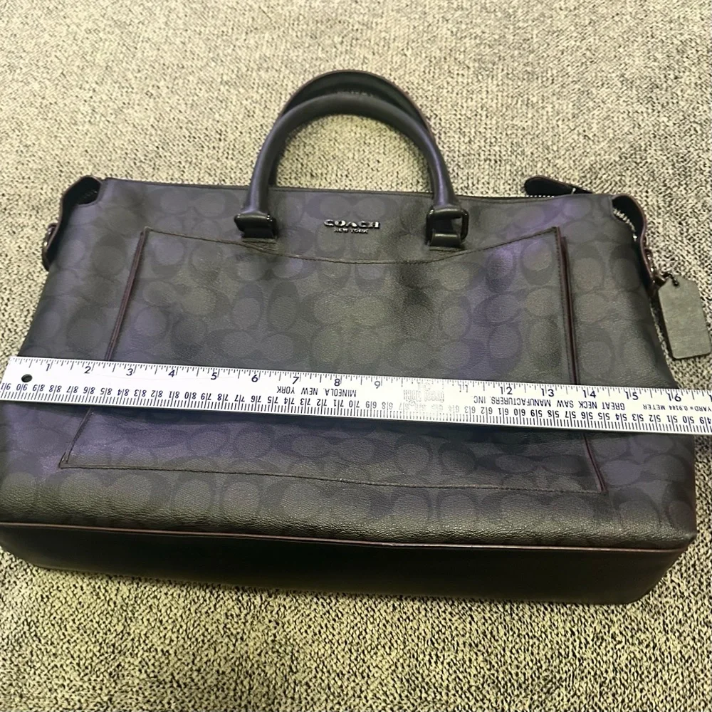 Coach Black Signature Leather Brief Case Workbag